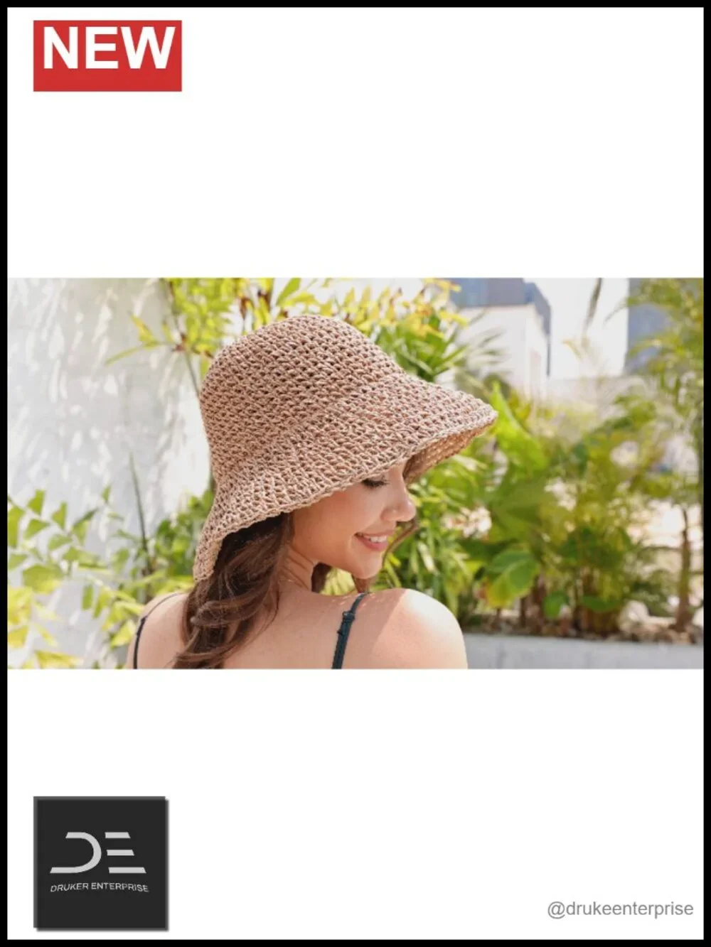 Wide Brim Paper Straw Sun Hat UPF50+ Foldable Travel Beach Hat